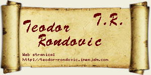 Teodor Rondović vizit kartica
